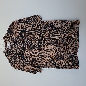 Facets by Mirrors vintage animal print button down blouse  XL Y2K